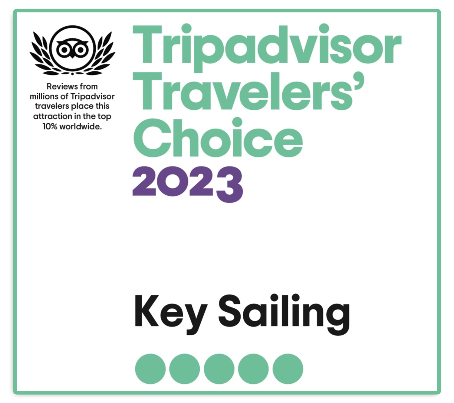 2023 TripAdvisor Hall of Fame 5 Years of 5 Star Ratings on TripAdvisor